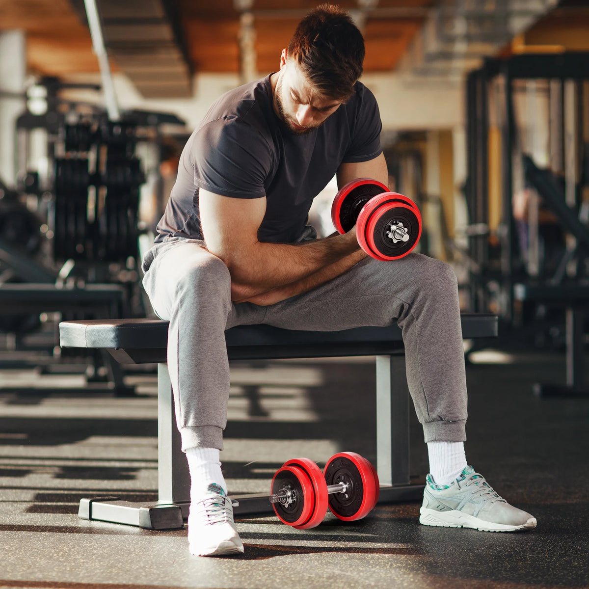 44 lbs. Barbell Dumbbells Combo Free Weight Set M4277