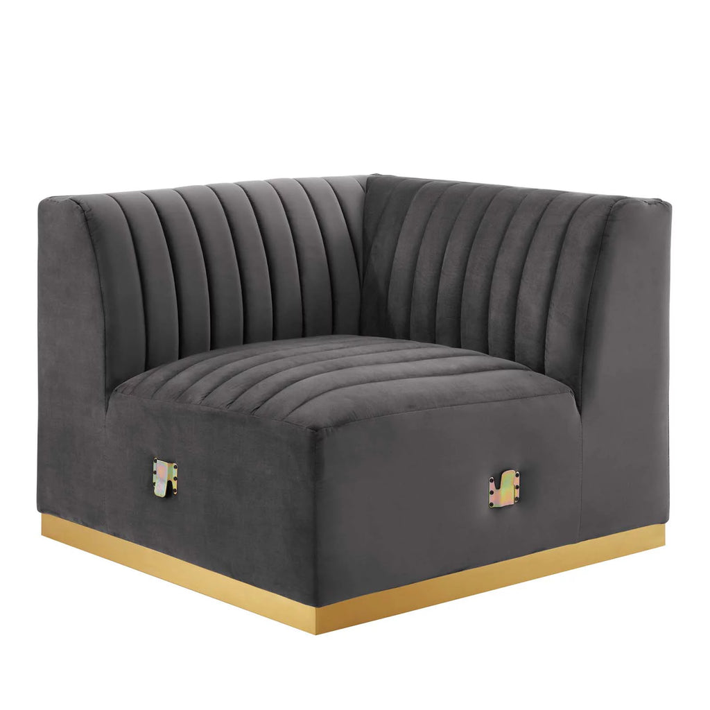 Gold Gray Velvet 4-Piece Sectional P409255