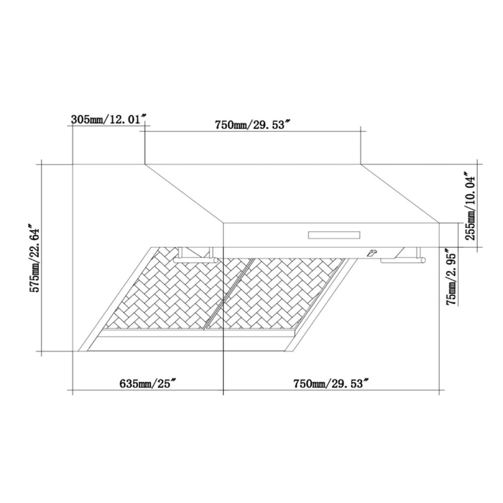 30" Wall Mount Range Hood with Hybrid Filters & Back Splash R47892
