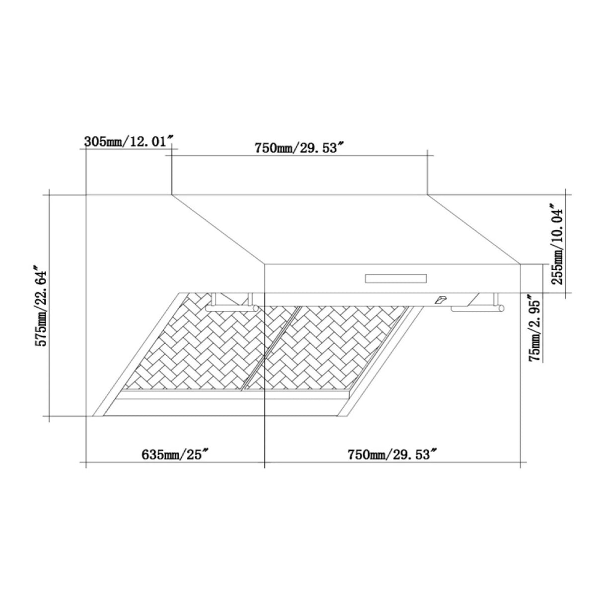 30" Wall Mount Range Hood with Hybrid Filters & Back Splash R47892