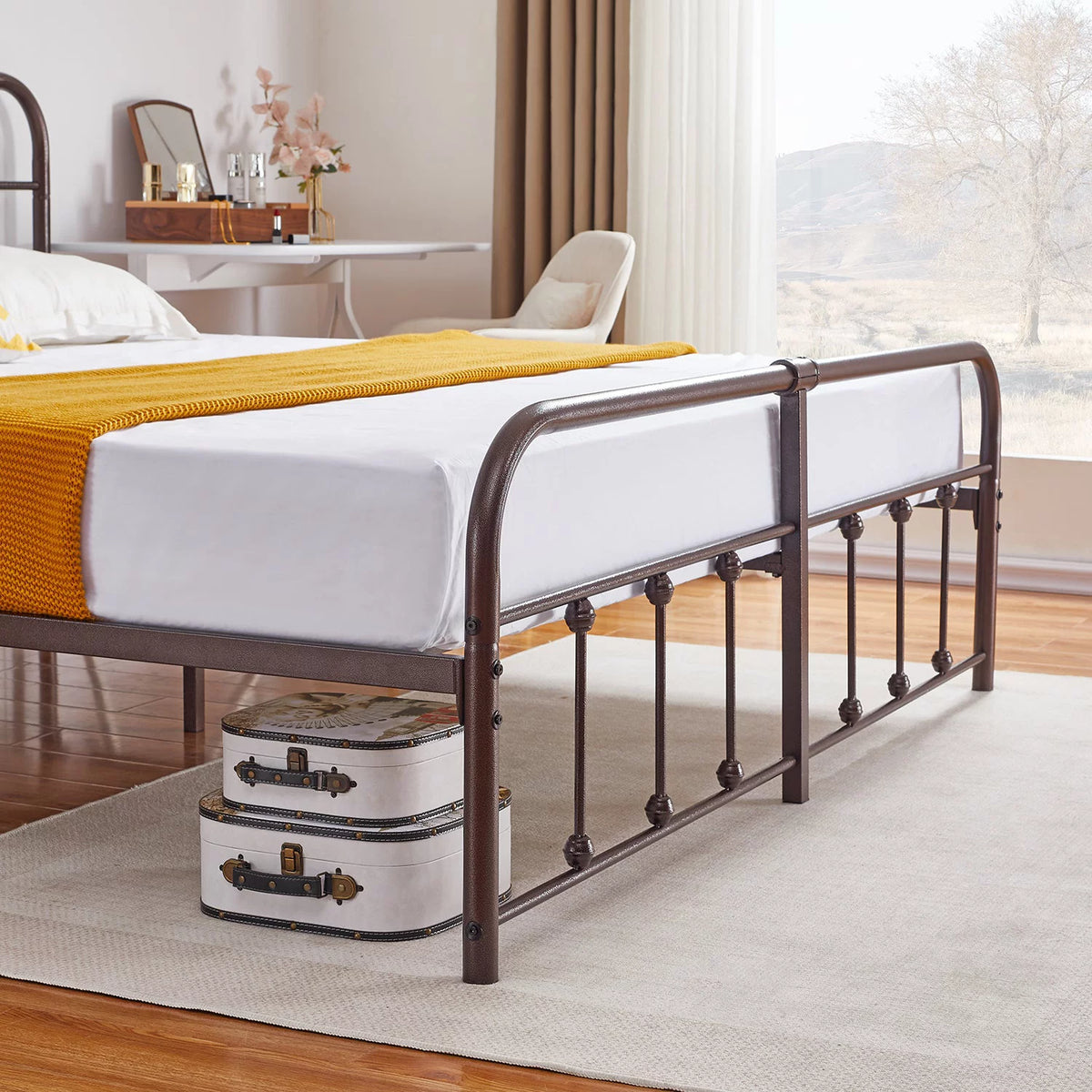 Queen Size Metal Bed Frame with Headboard and Footboard Y340303