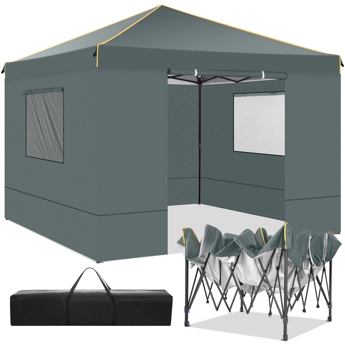 10' x 10' Pop up Canopy with 4 Removable Sidewalls and Carry Bag A5405
