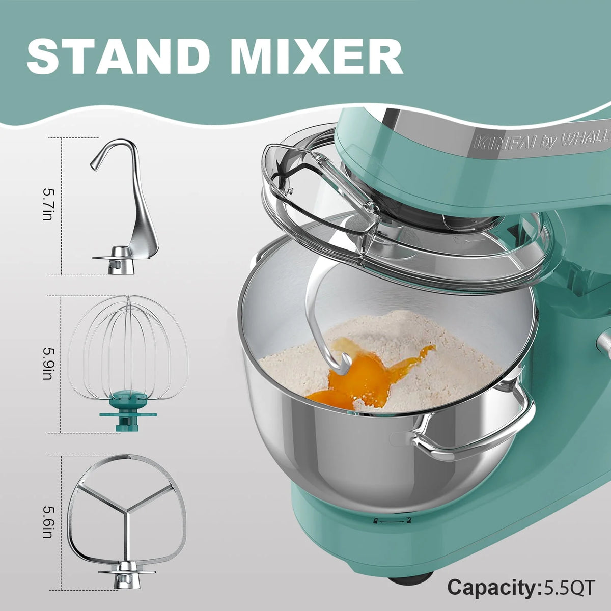 5.5Qt 12-Speed Tilt-Head Electric Stand Mixer with Stainless Steel Bowl E197