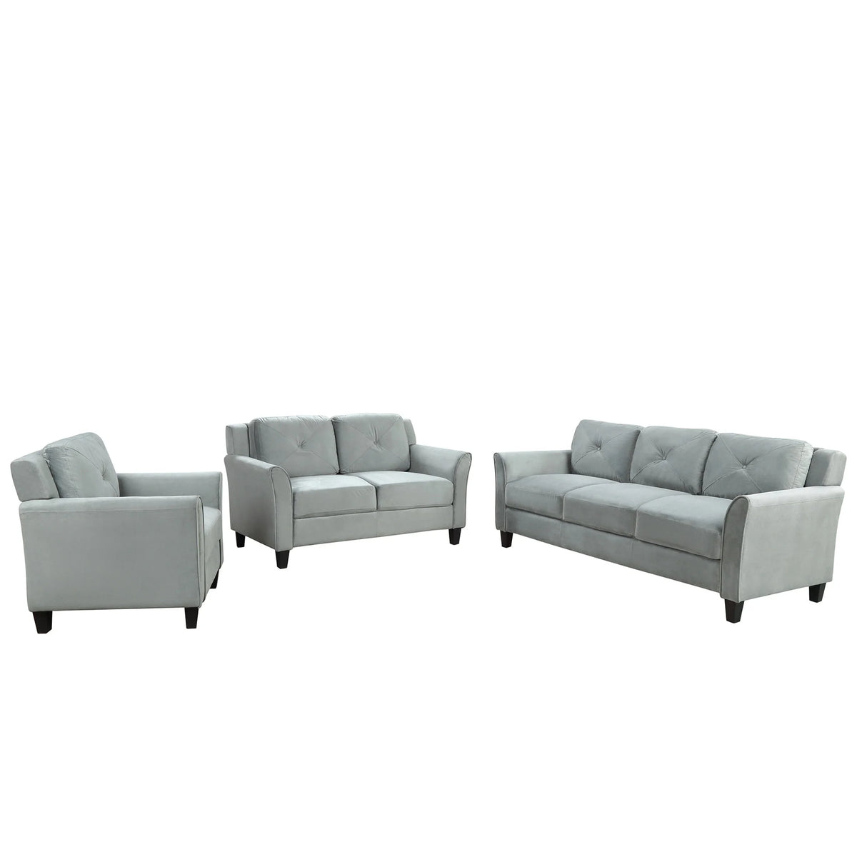 Gray Button Tufted Sofa Set (Set of 3) Z73748