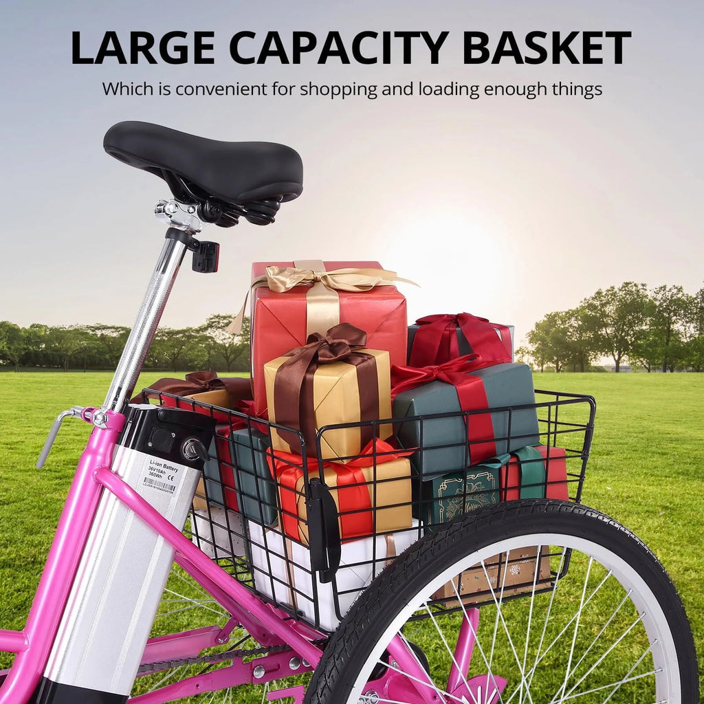 Electric Tricycle 7 Speeds 36V 10Ah Large Basket H82788