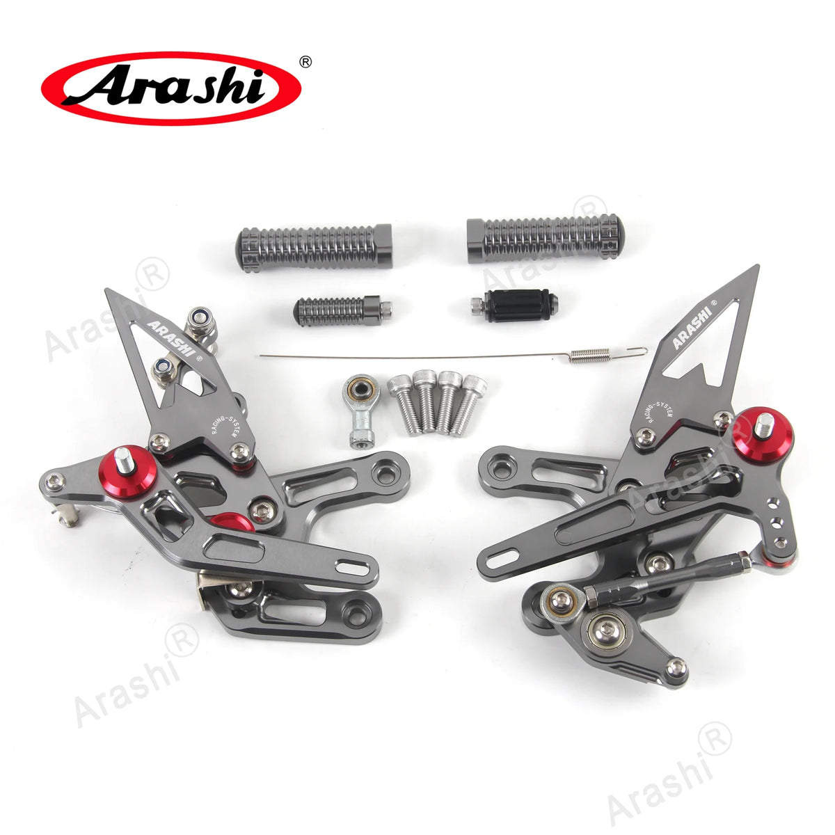 Adjustable Motorcycle Foot Pegs Footrest Gray O73041