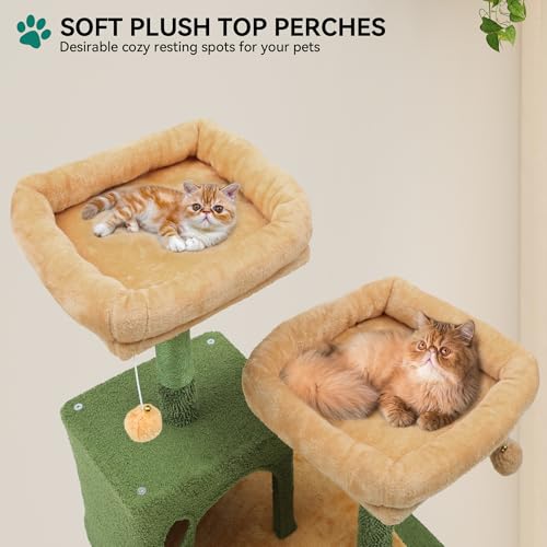 Tall Cat Tree Tower with Self-Grooming Brush, Sisal Scratching Posts and Board H4653