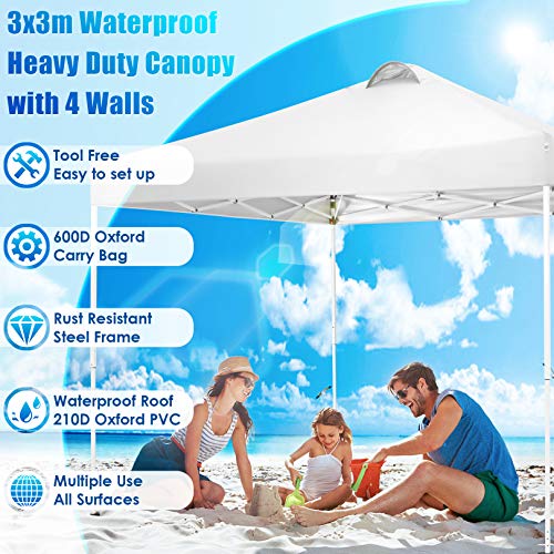 10x20 Pop Up Canopy Tent with 6 Sidewalls White D676029