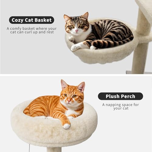 59 Inch 2-in-1 Cat Tree Scratching Post Condo Litter Box Enclosure Grey White Q51624