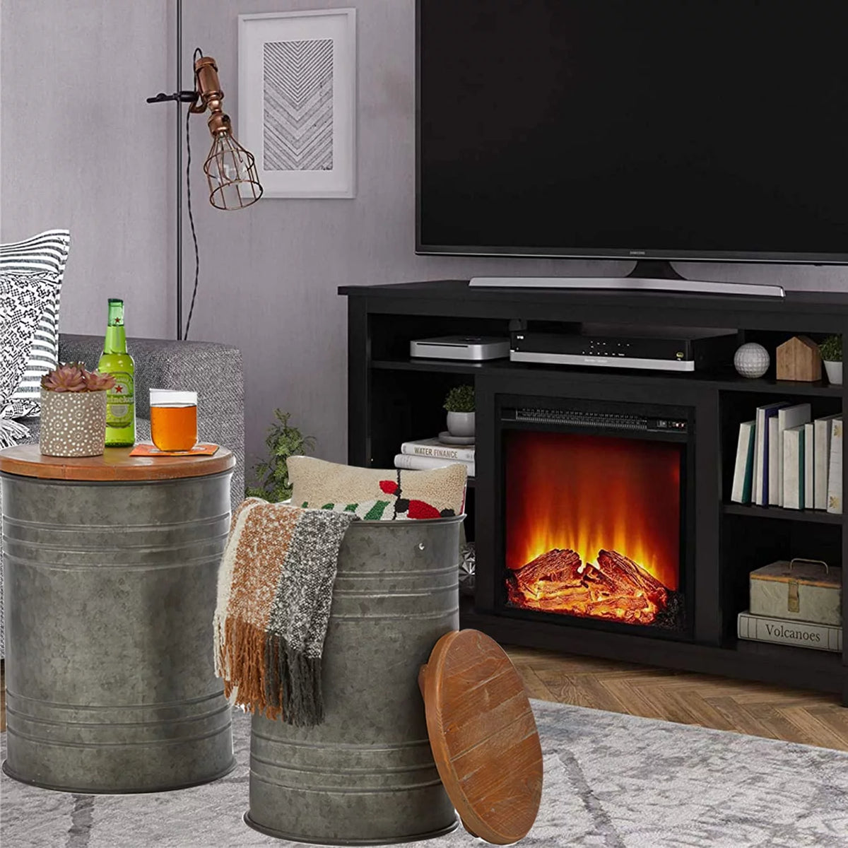 Grey Storage Ottoman and Nesting Table Set of 2 G272683