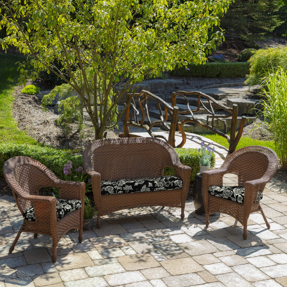 Tufted Plush Outdoor Wicker Chair Cushion, 2 Pack, 20 x 18 D576