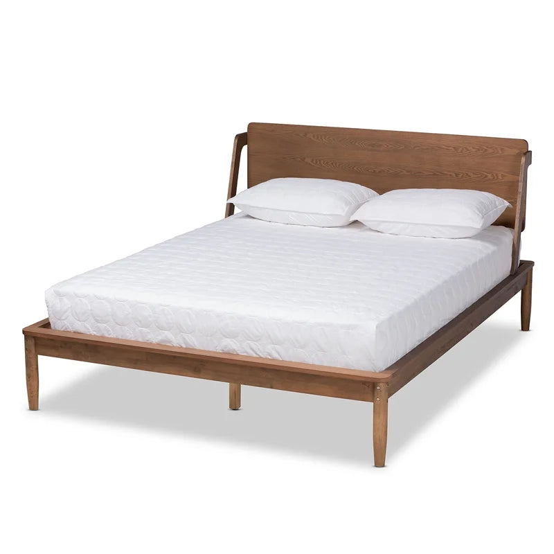 Ash Walnut Brown Wood King Size Platform Bed Z8044