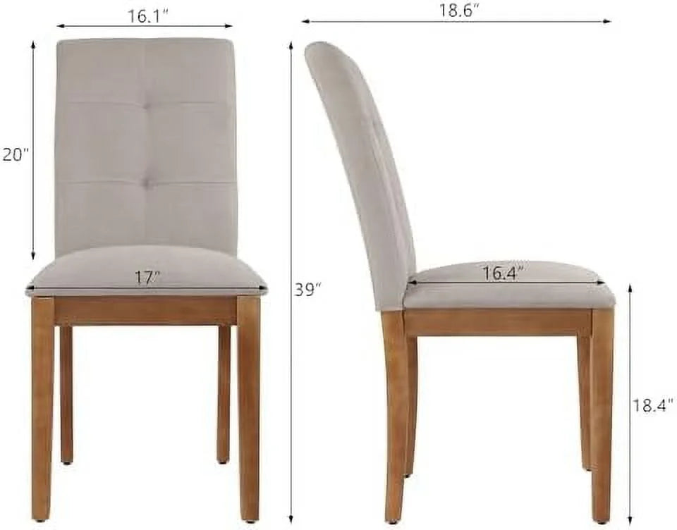 Beige Upholstered Dining Chairs Set of 4 with Wood Legs R562966