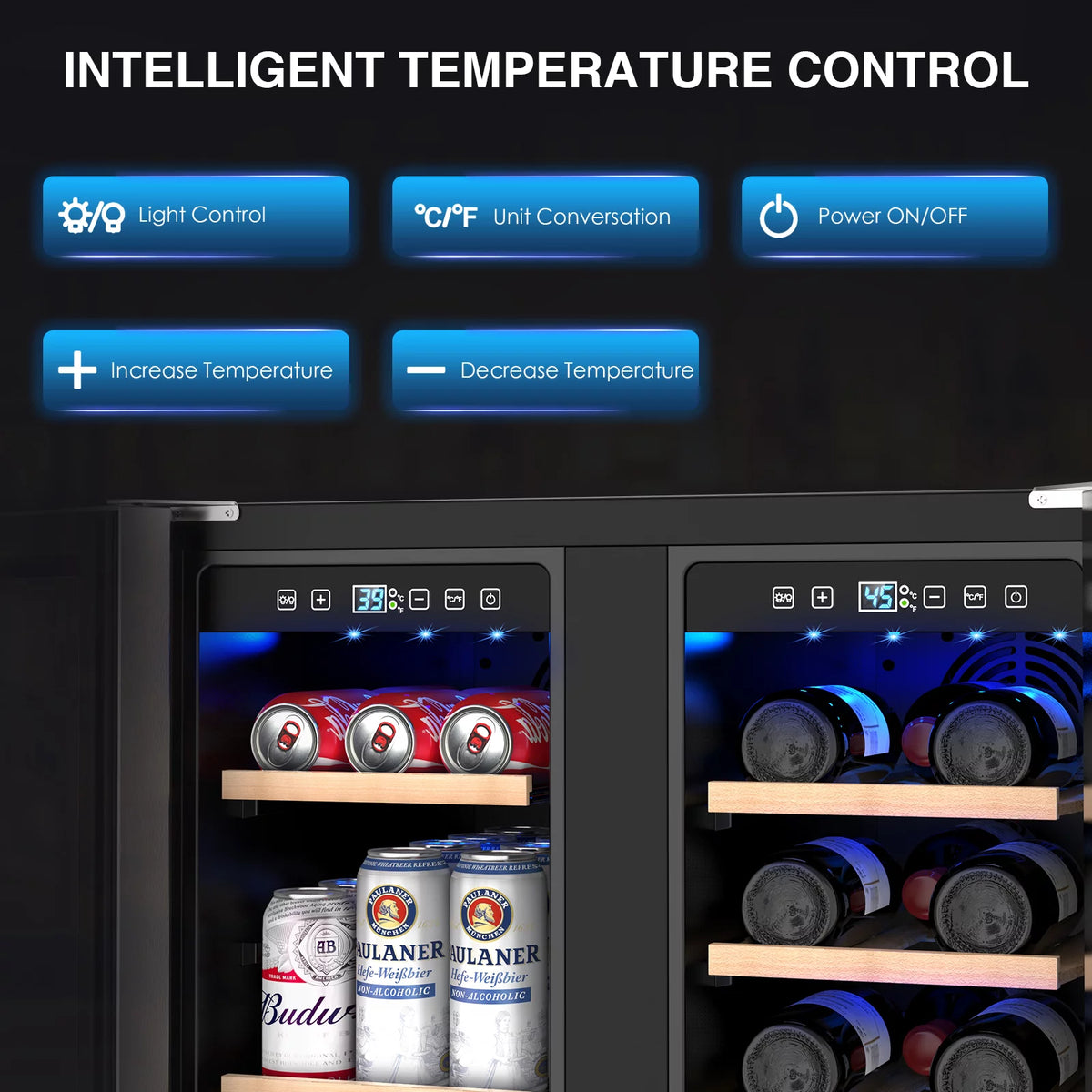 Beverage Refrigerator and Wine Cooler, Dual Zone 24 inch Built-in 20 Bottles 57 Cans Q932