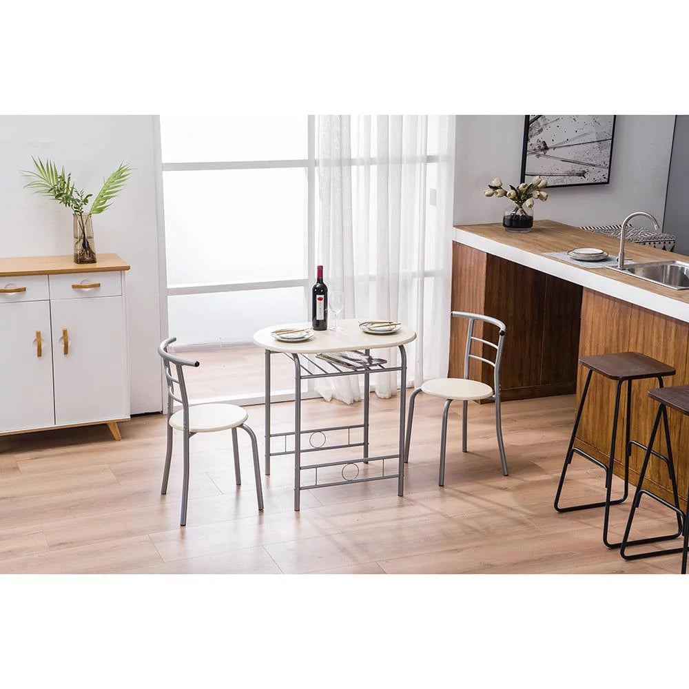 3-Piece Wooden Round Table and Chair Set L9408
