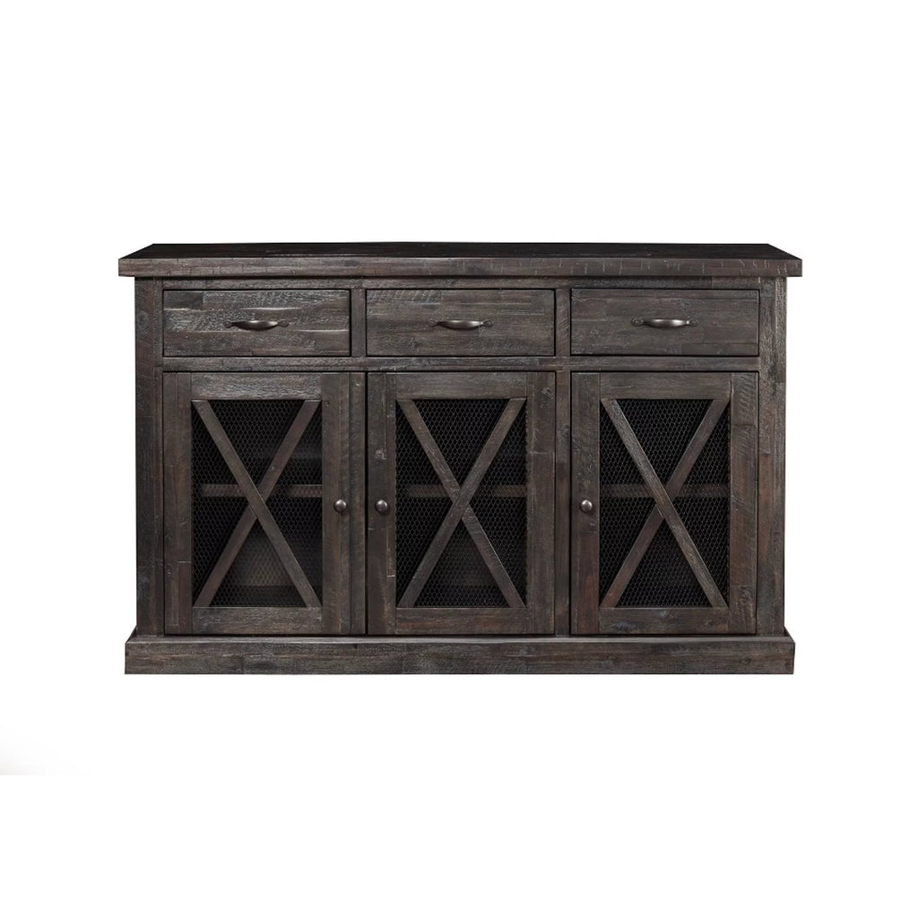 Brown Wooden Sideboard with 3 Drawers and Doors Y62240