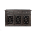 Brown Wooden Sideboard with 3 Drawers and Doors Y62240
