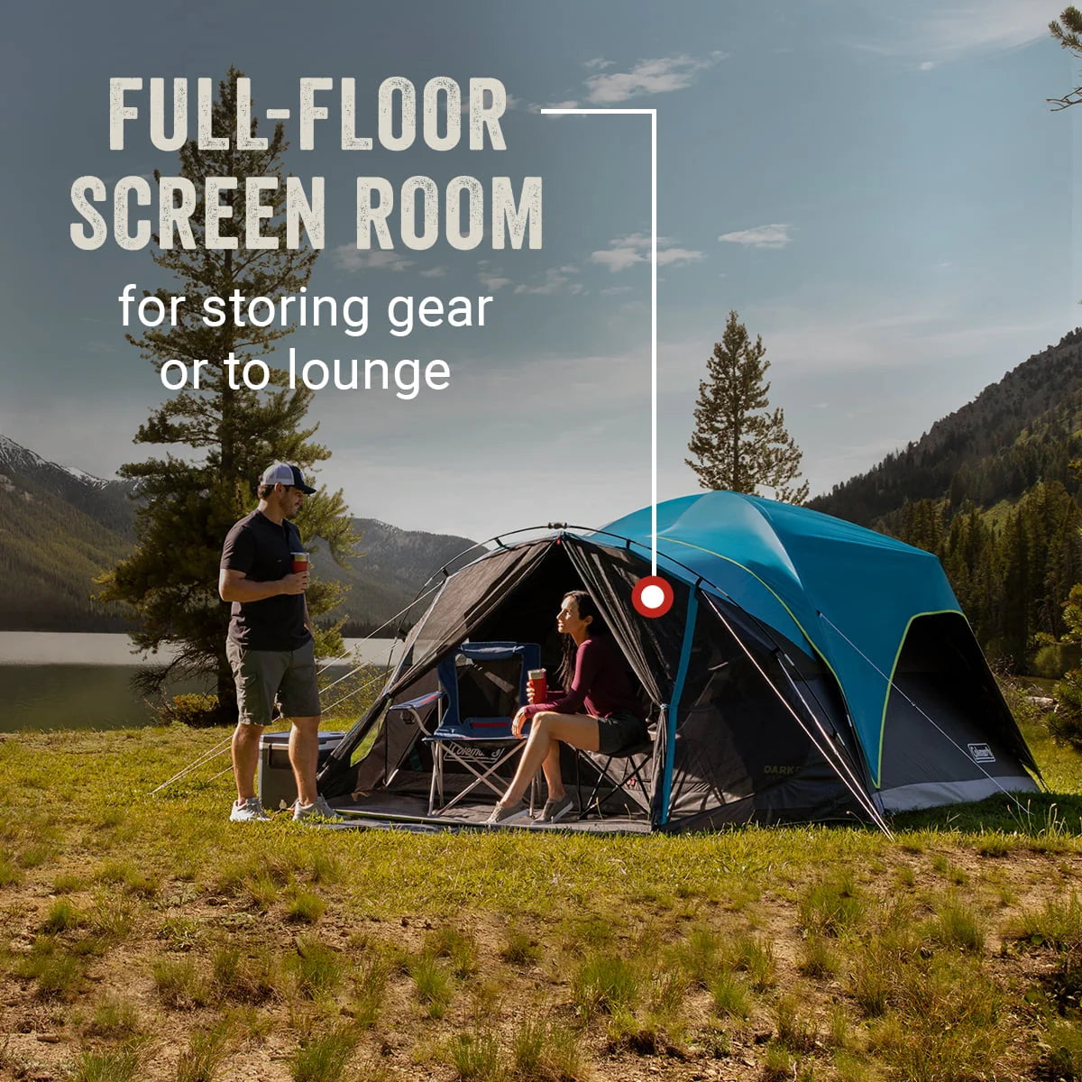 6-Person Dark Room Dome Camping Tent with Screen Room C886383