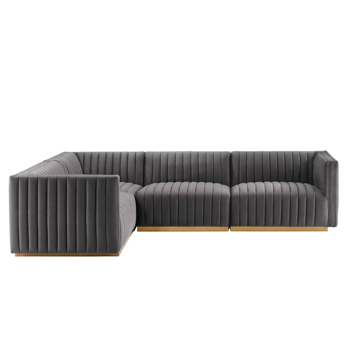 Gold Gray Velvet 4-Piece Sectional P409255