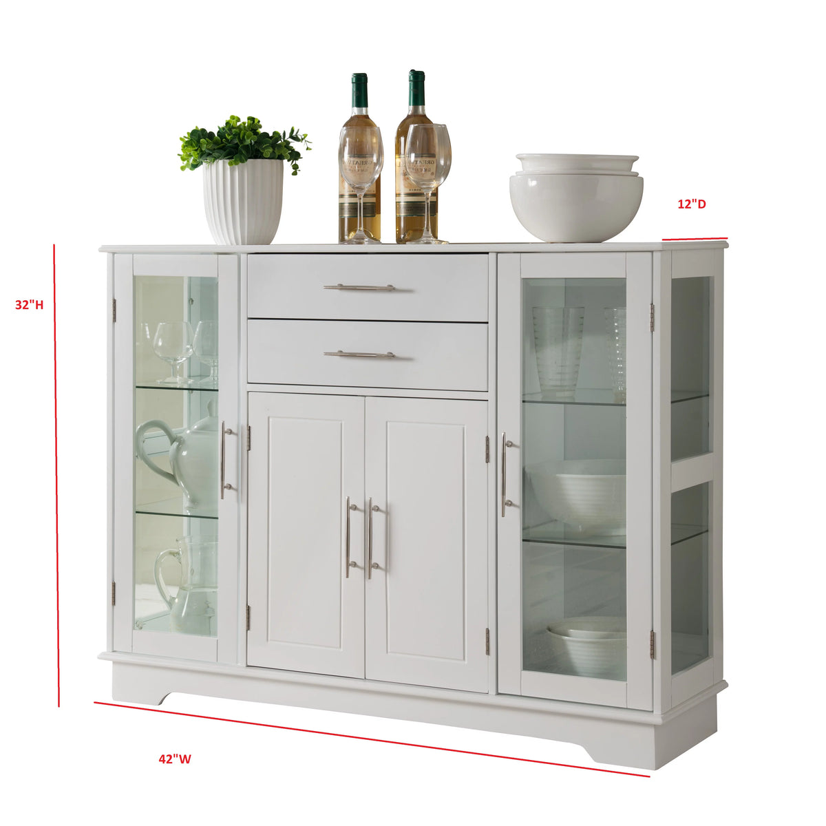 White Wooden Sideboard Buffet Cabinet Q119