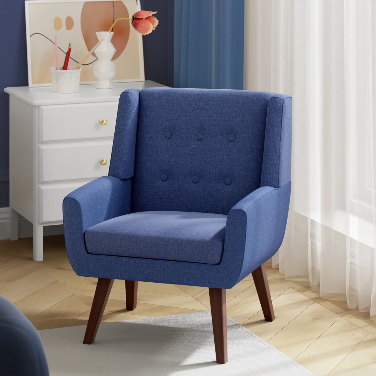 Beige Button-Tufted Upholstered Accent Chair H93854