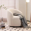 Ivory Teddy Fabric Swivel Accent Chair R9592