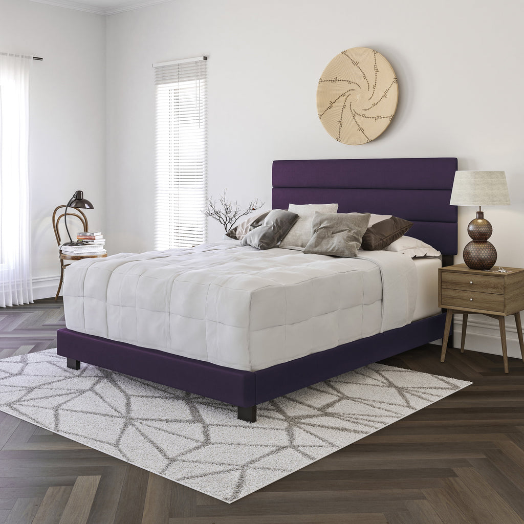 Black Faux Leather Upholstered Platform Bed Frame, Twin Z43658