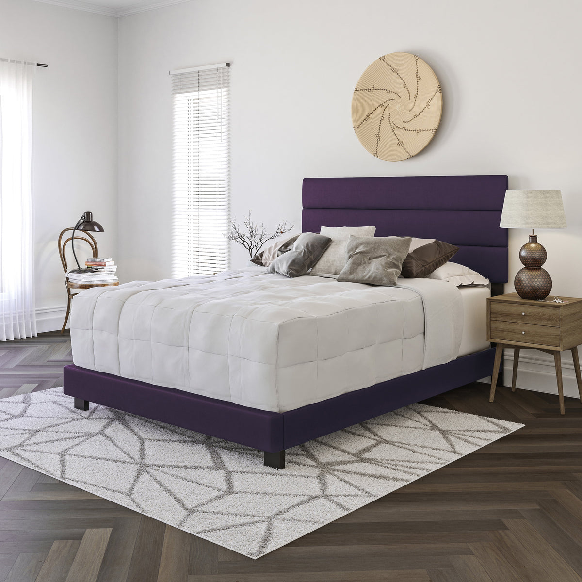 Black Faux Leather Upholstered Platform Bed Frame, Twin Z43658