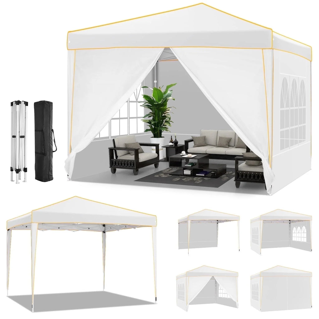 10' x 10' Pop up Canopy with 4 Removable Sidewalls and Carry Bag A5405