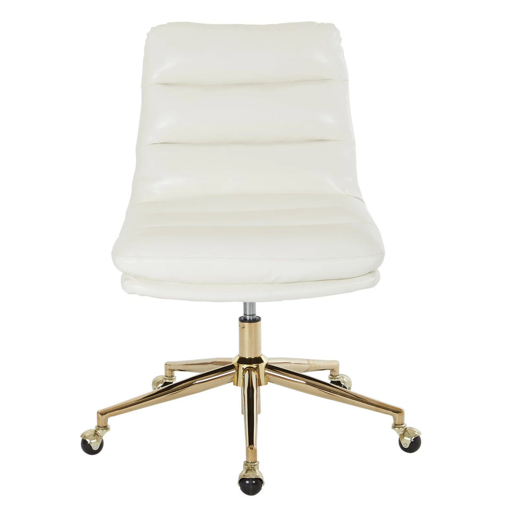 White Faux Leather Office Chair with Gold Base O482