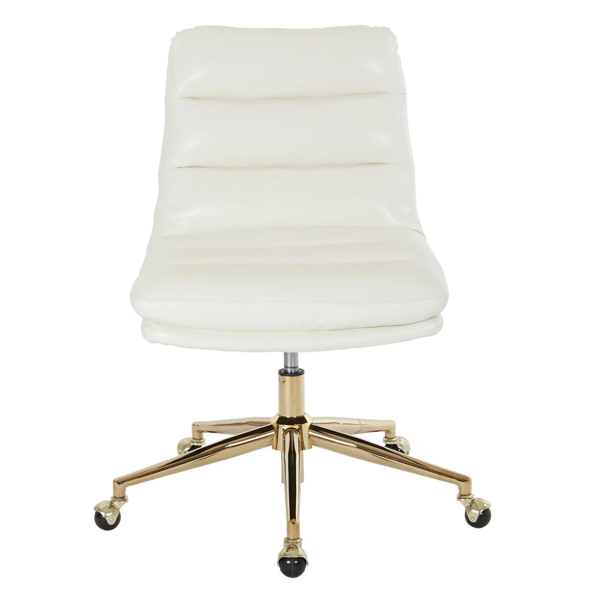 White Faux Leather Office Chair with Gold Base O482