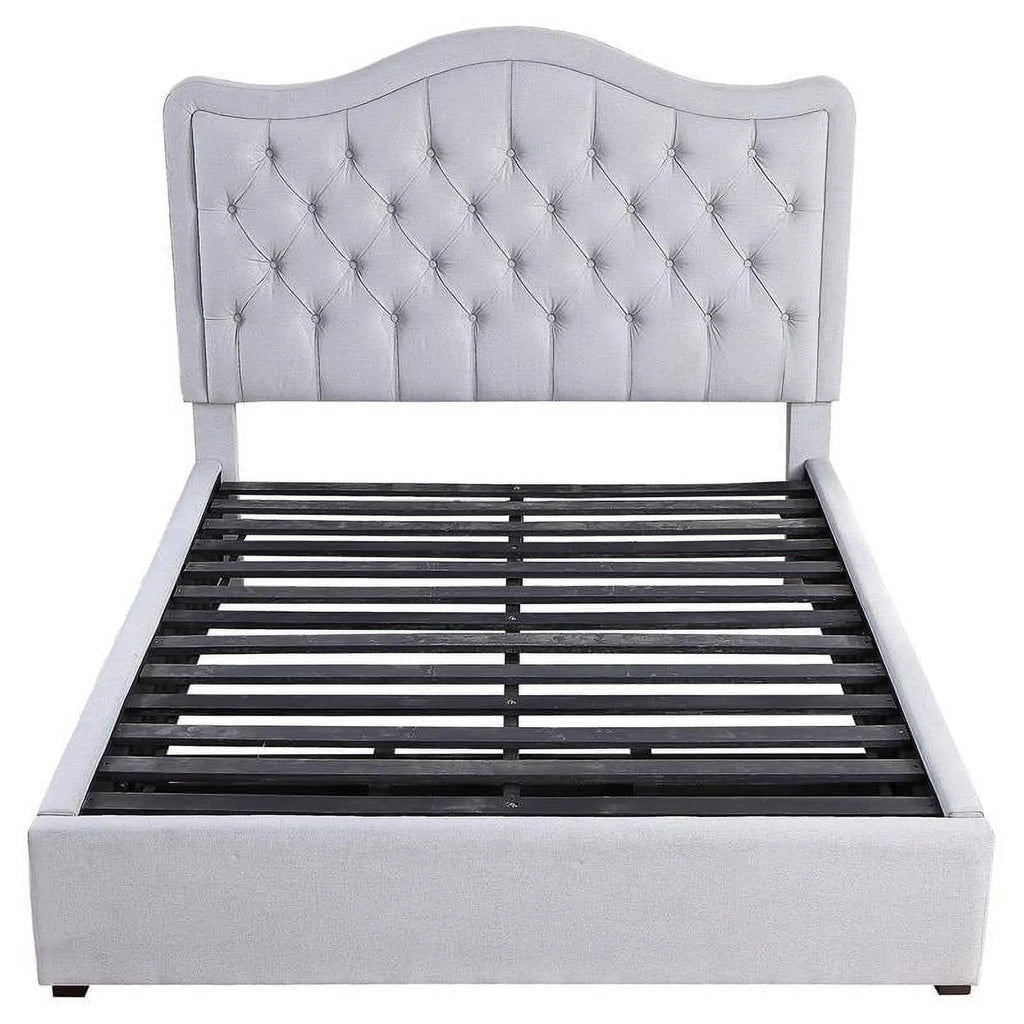 Gray Fabric Eastern King Platform Bed with Storage Drawer G159
