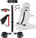 Bondage Neck to Wrist Restraints Set with Nipple Clamps Ball Gag Sex Whip K71733