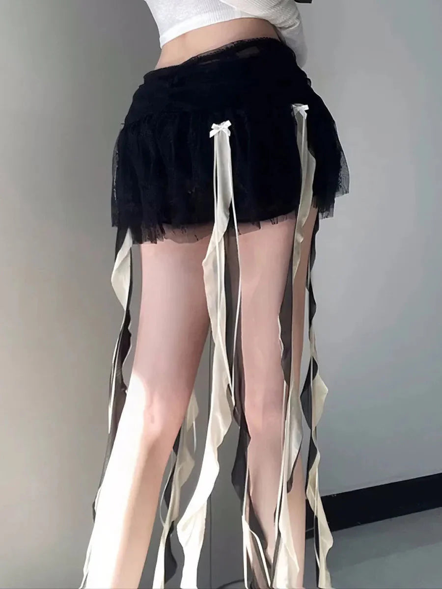 Dark Ribbon Mini Skirt J620