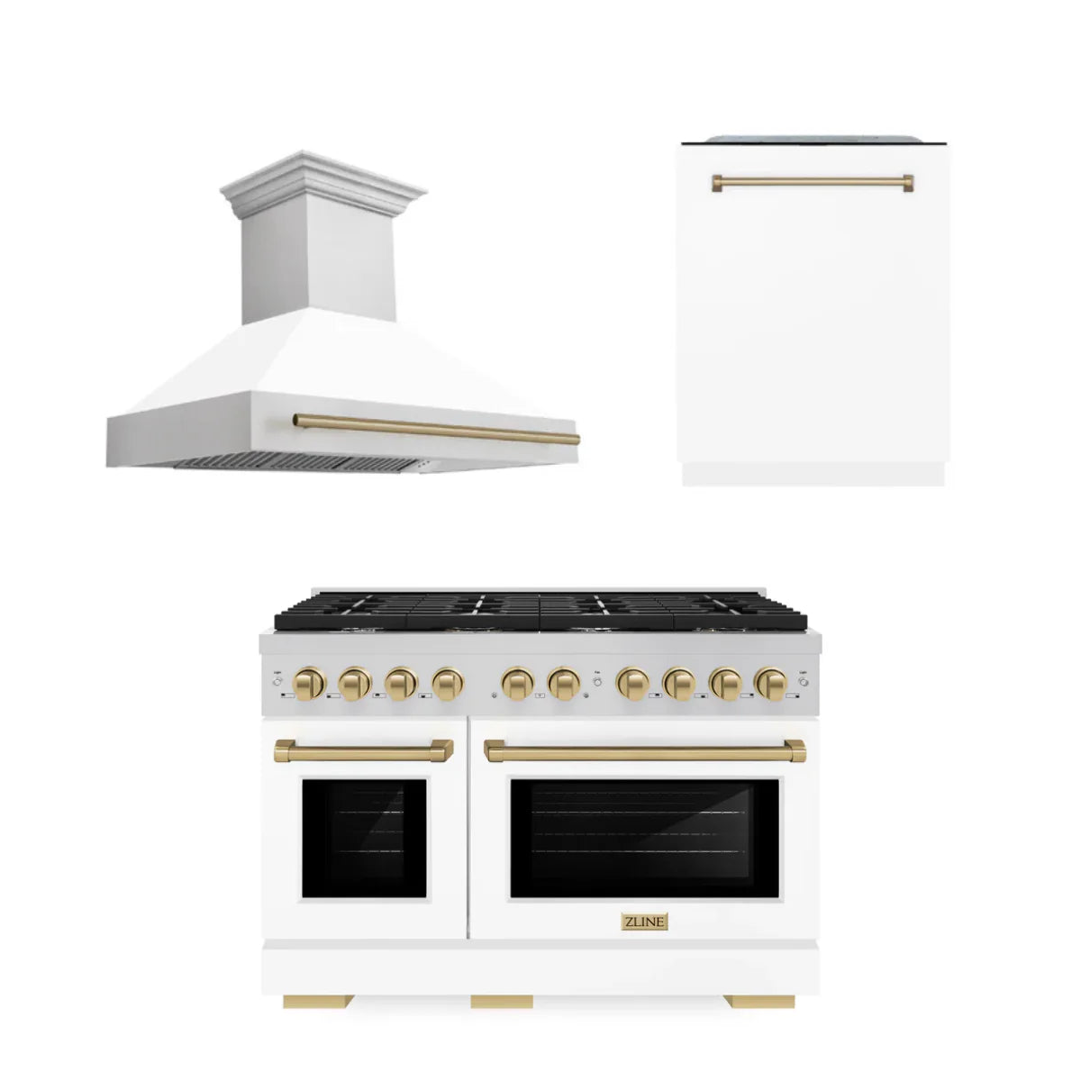48 In. Gas Range, Range Hood, and Dishwasher P9514