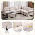 Beige Fabric Upholstered Modular Sofa Q9619