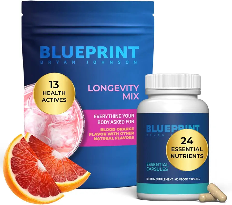 Blood Orange Vegan Keto Friendly Muscle Builder & Recovery Supplement + Essential Capsules Daily Multivitamin 30 Servings M54299