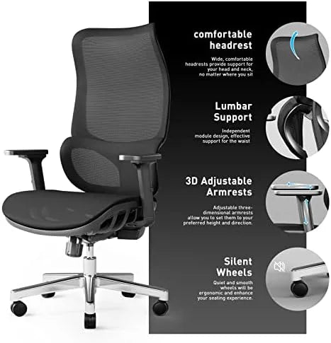 Big and Tall Ergonomic Office Chair 450 lbs with Lumbar Support R2209