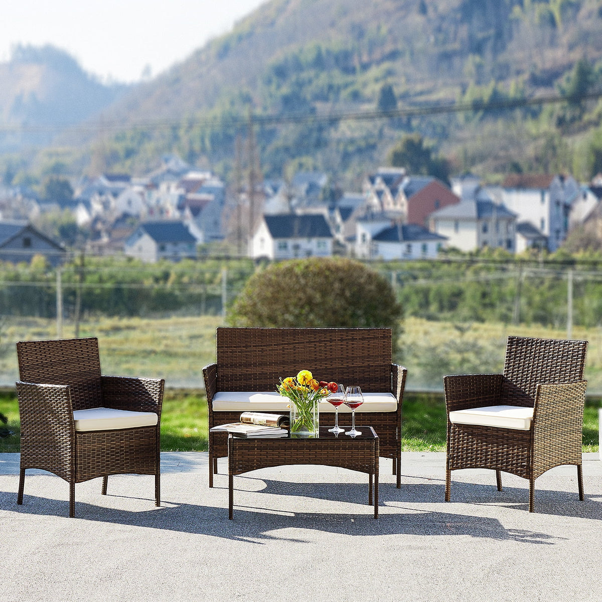 Black Beige Bistro Set Q663