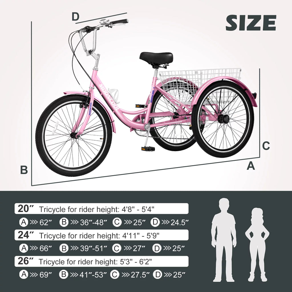 24 Adult Tricycle 7 Speed Cyan K35666