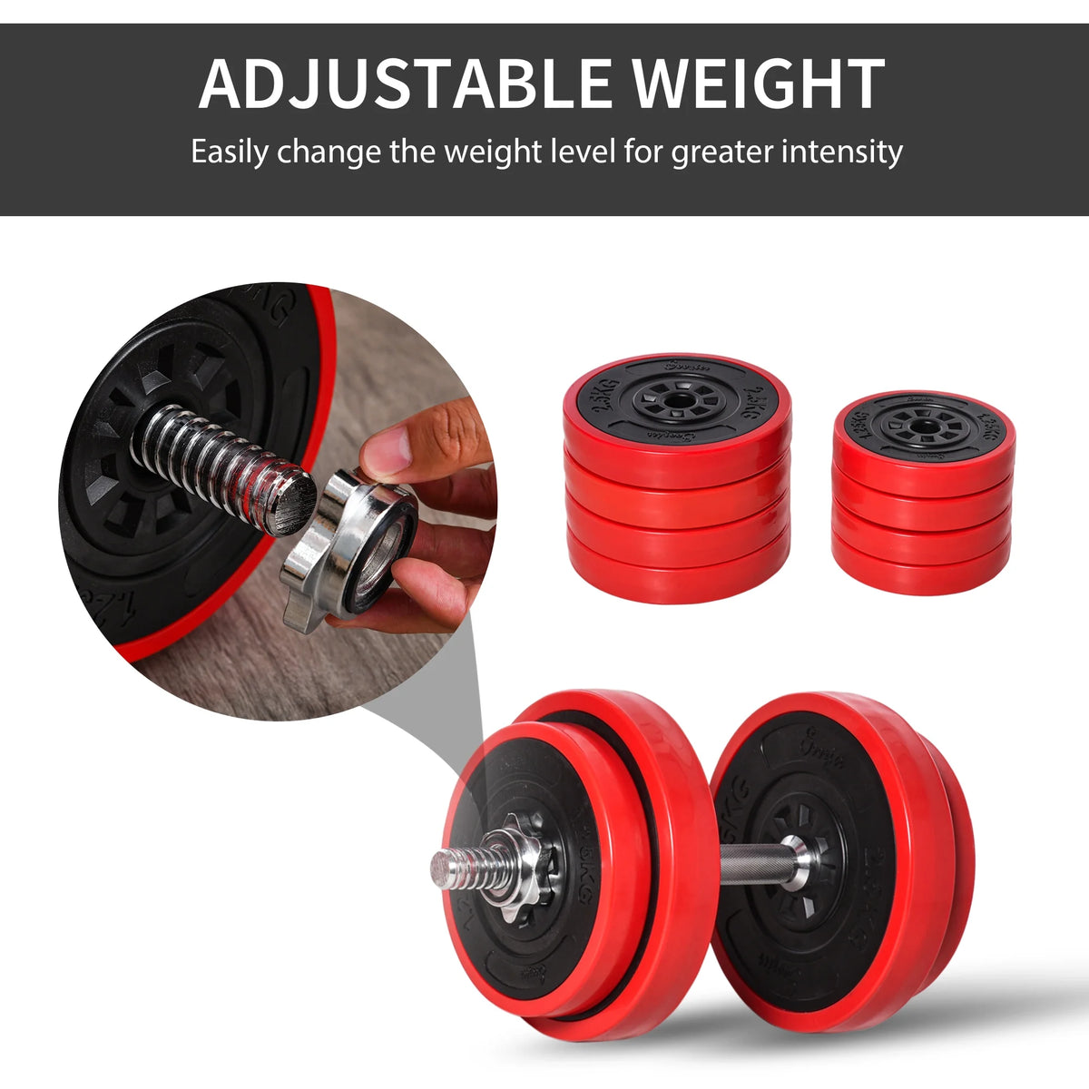 44 lbs. Barbell Dumbbells Combo Free Weight Set M4277