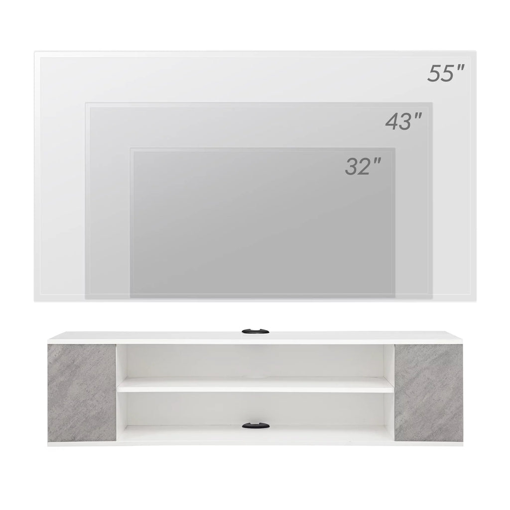 Grey White Wall Mounted Floating TV Stand M27646