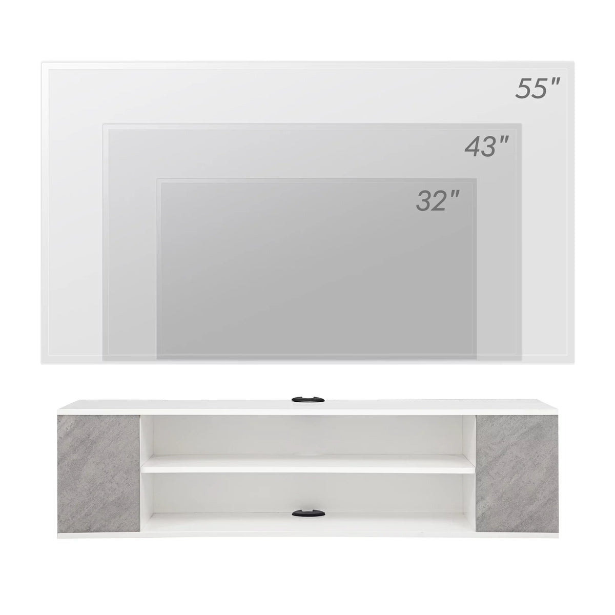 Grey White Wall Mounted Floating TV Stand M27646