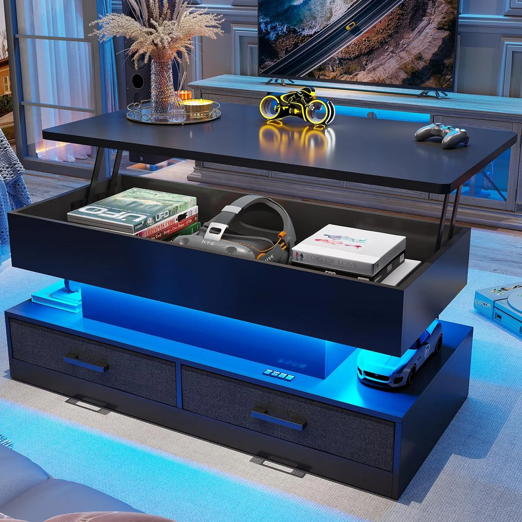 40" Lift Top Coffee Table with Storage and 2 Fabric Drawers W57060