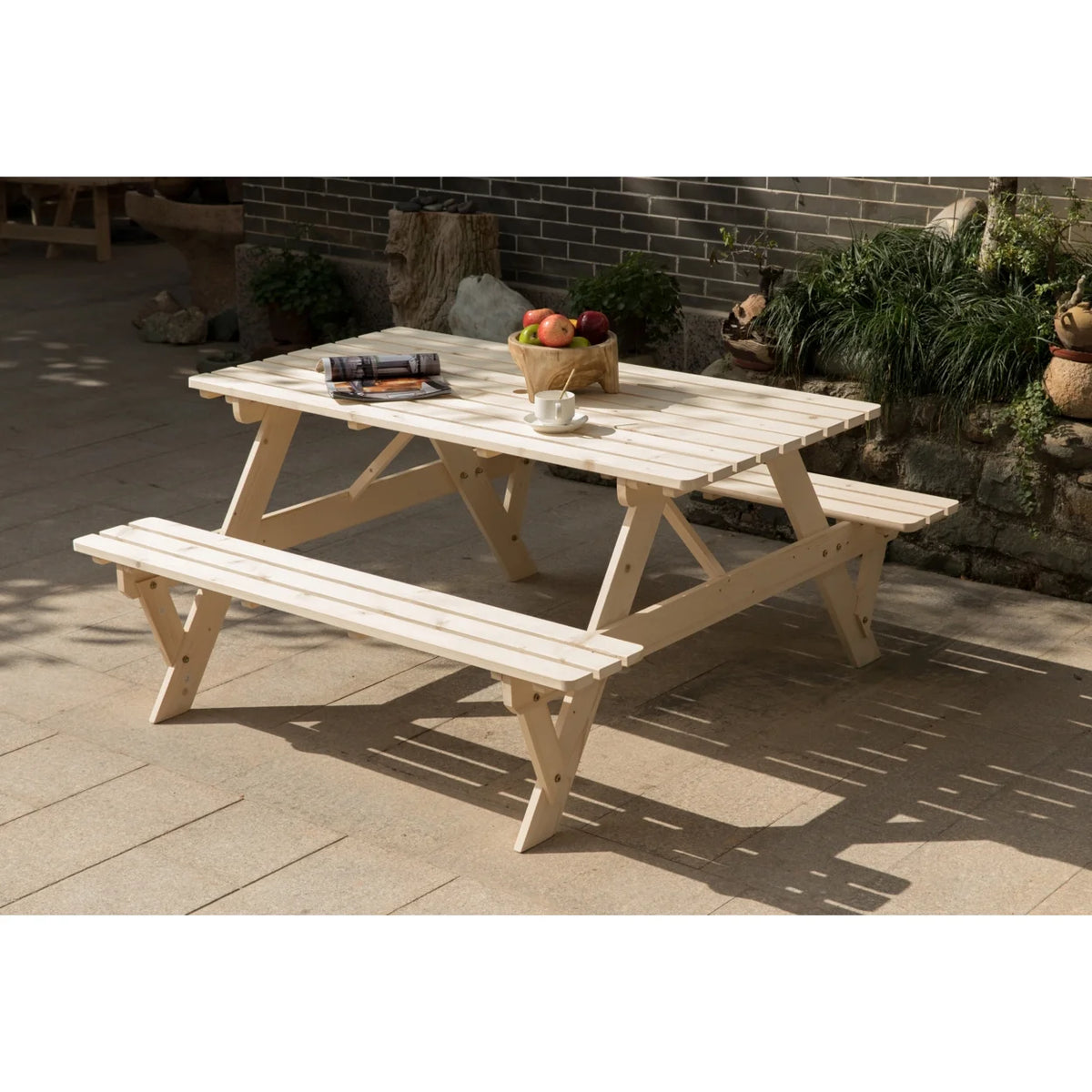 Wooden 6-Person Picnic Table Z8250