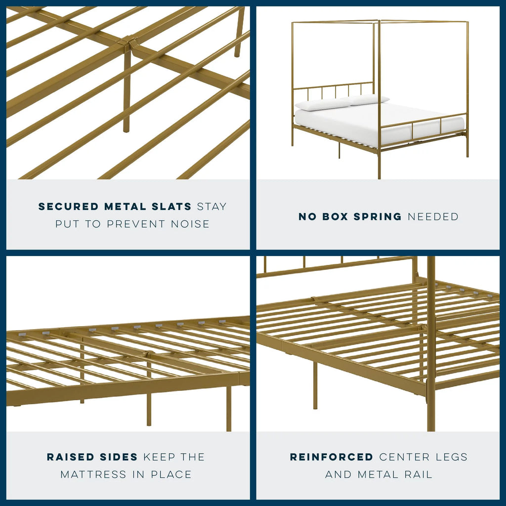 Queen Black Metal Canopy Platform Bed Frame P780