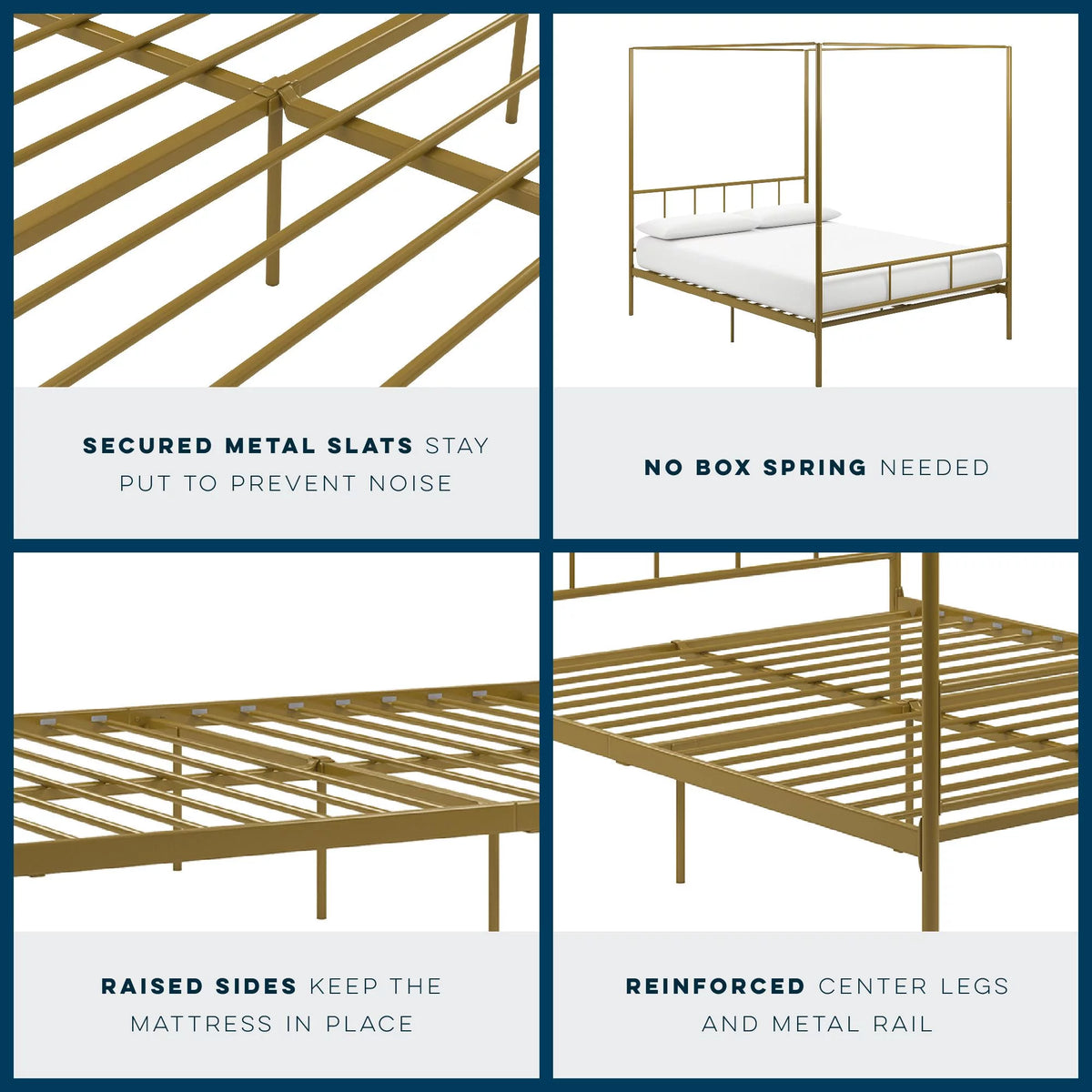 Queen Black Metal Canopy Platform Bed Frame P780