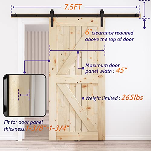 6FT Sliding Barn Door Hardware Kit Black O510924