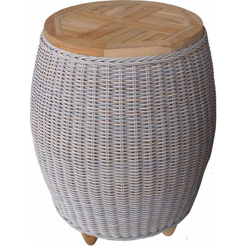 Aluminum Teak Top End Table Set of 2 O278374