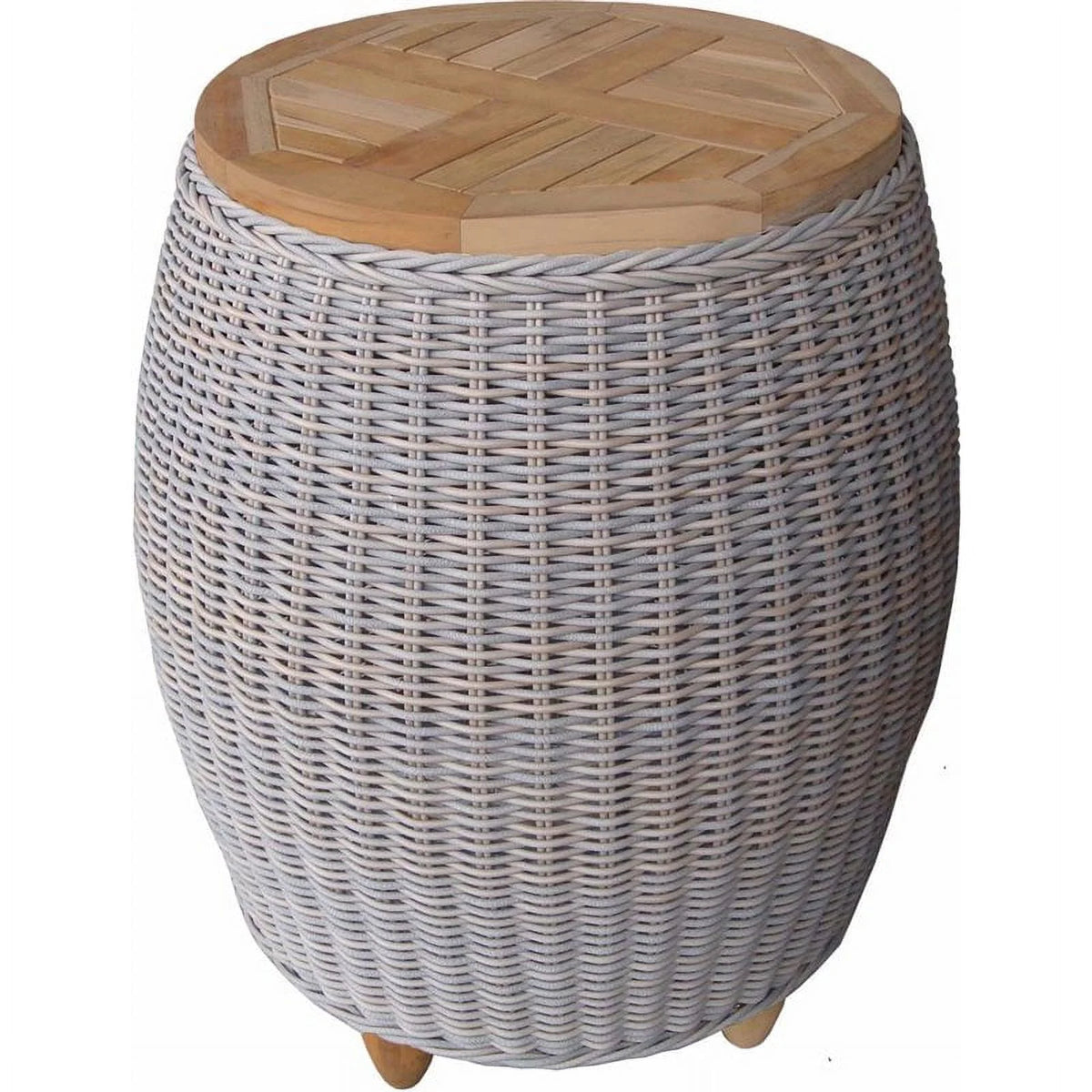 Aluminum Teak Top End Table Set of 2 O278374